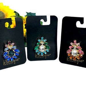 Lot of 3 B Boutique‎ Evergreen Stunning Shiny Crystal Brooch Pins Jewelry